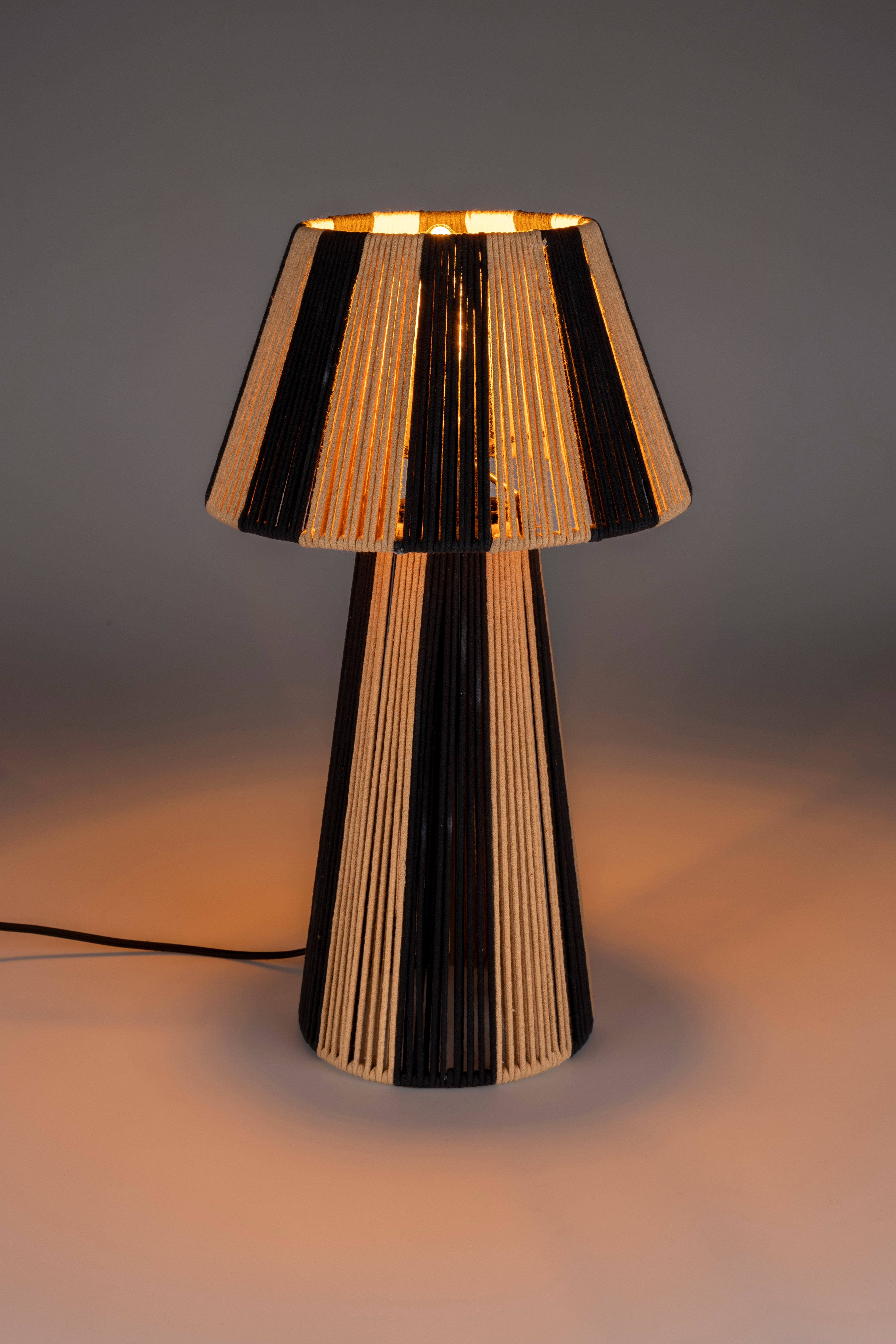 Bold Monkey Stripe It Up Black & Natural Rope Table Lamp